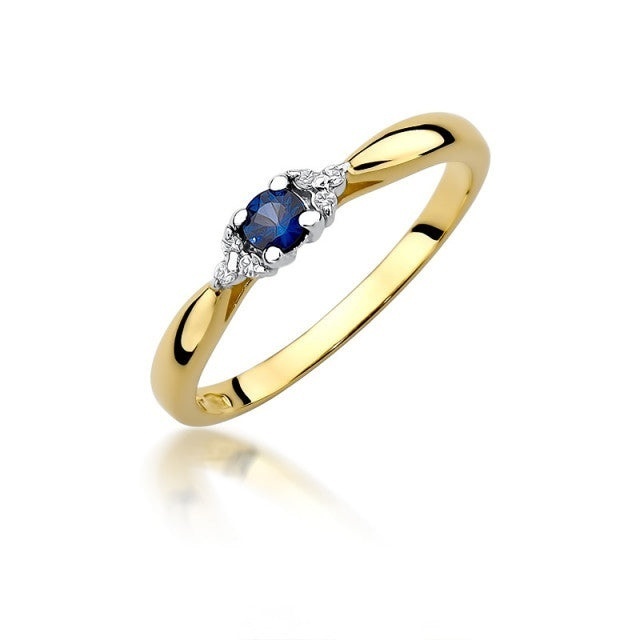Inel Aur 14K cu Safir 0.15 ct si Diamante Naturale 0.03 ct