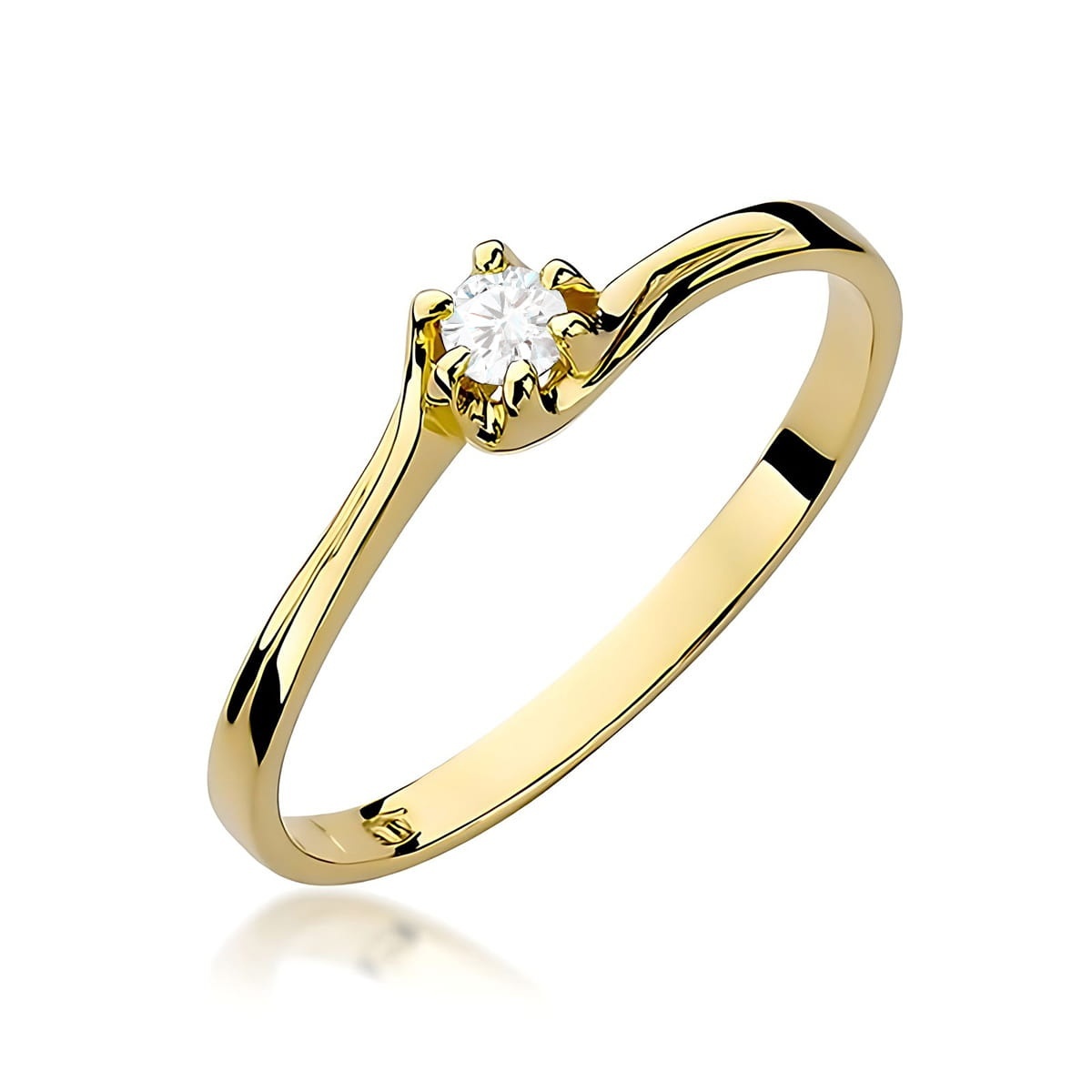 Inel Aur 9K cu Diamant Natural 0.10 ct