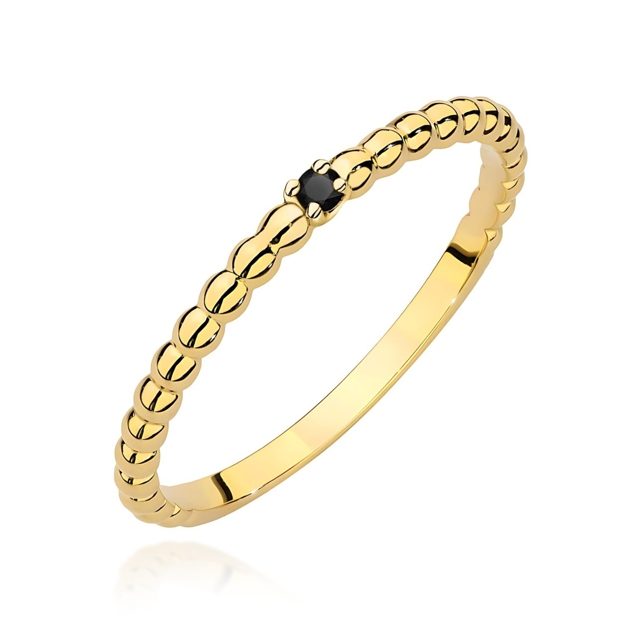 Inel Aur 9K cu Diamant Natural Negru 0.02 ct