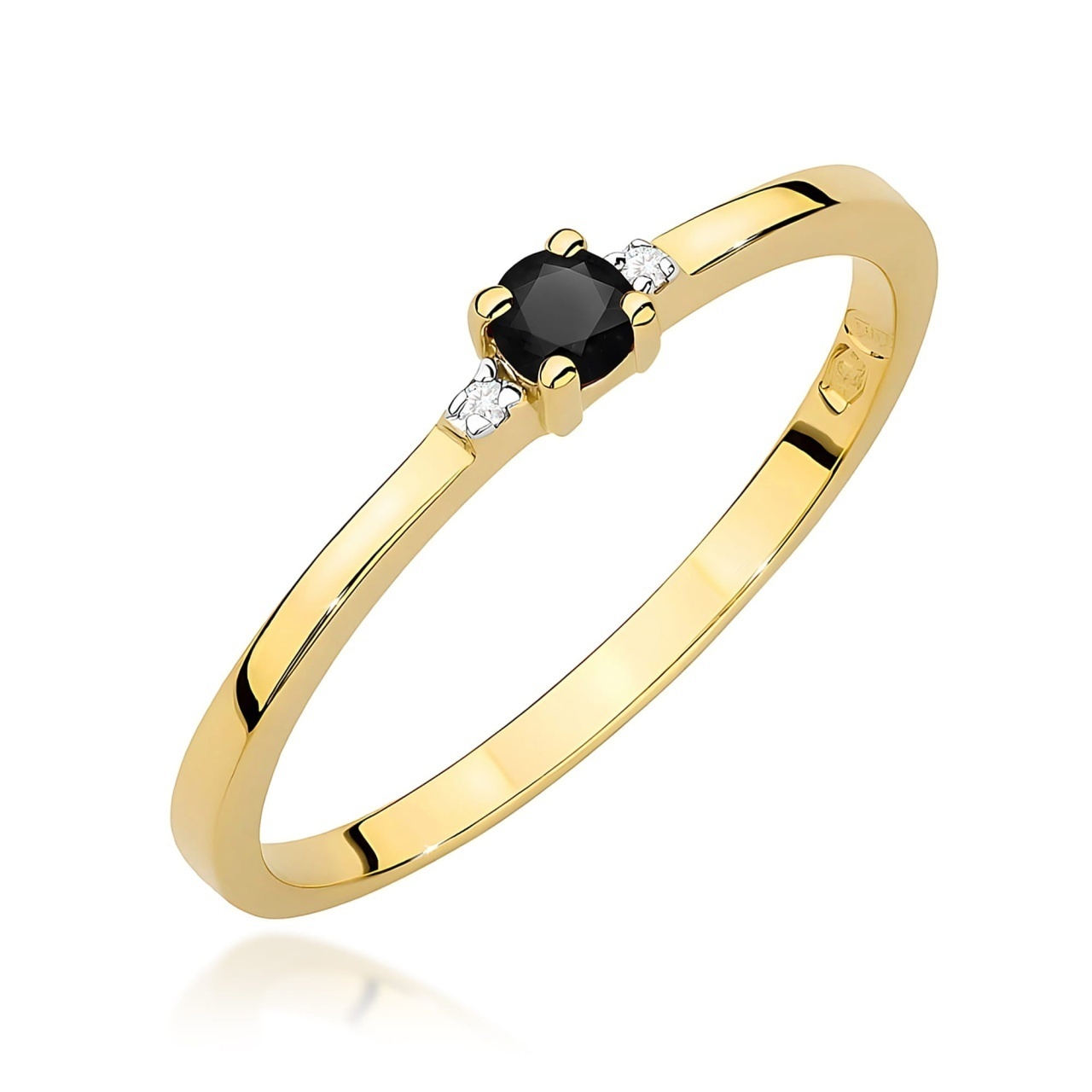 Inel Aur 9K cu Diamante Naturale Albe si Negre 0.13 ct