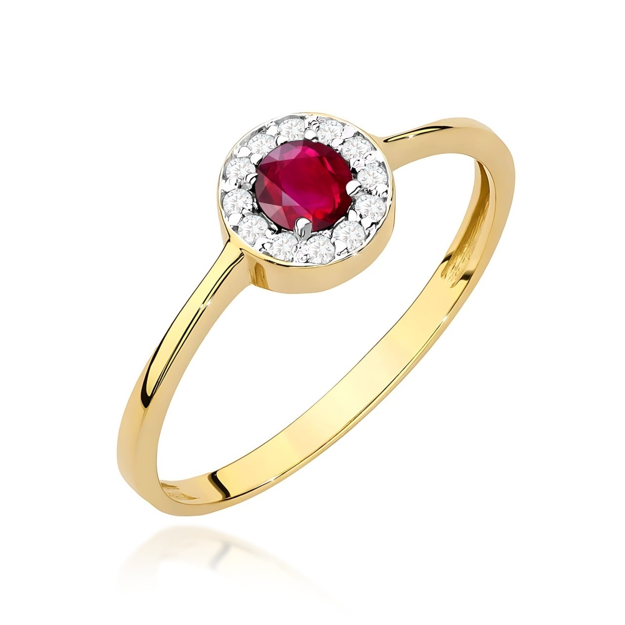 Inel Aur 9K cu Rubin 0.30 ct si Diamante Naturale 0.10 ct