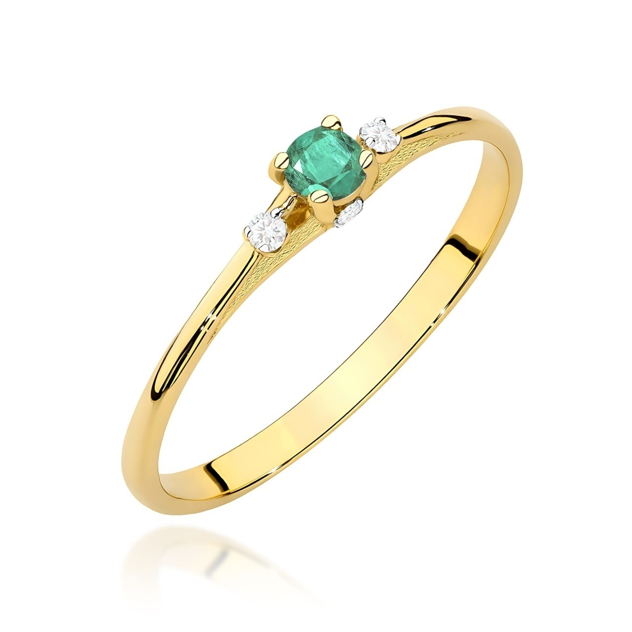 Inel Aur 9K cu Smarald 0.15 ct si Diamante Naturale 0.05 ct