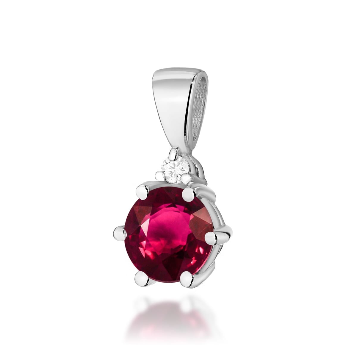 Pandantiv Aur 14K cu Rubin 0.60 ct si Diamant Natural 0.01 ct