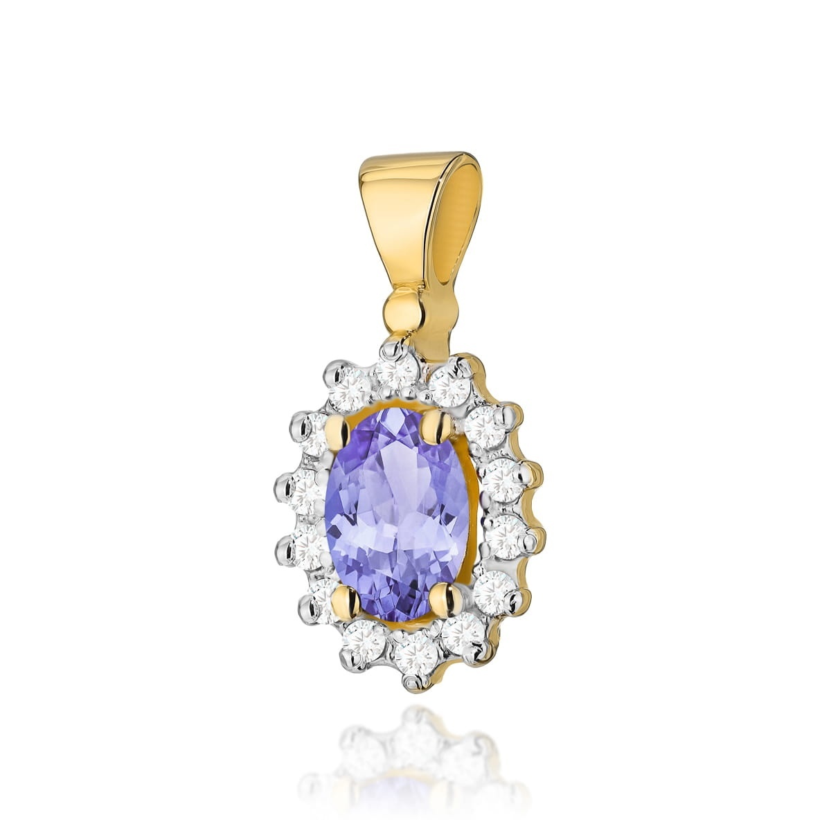 Pandantiv Aur 14K cu Tanzanit 0.40 ct si Diamante Naturale 0.12 ct