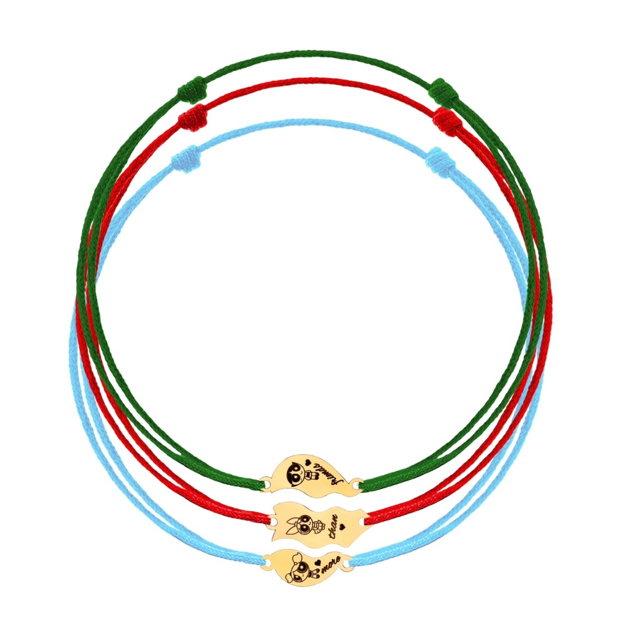 Set 3 Bratari BFF pandantiv din aur 14k personalizabil