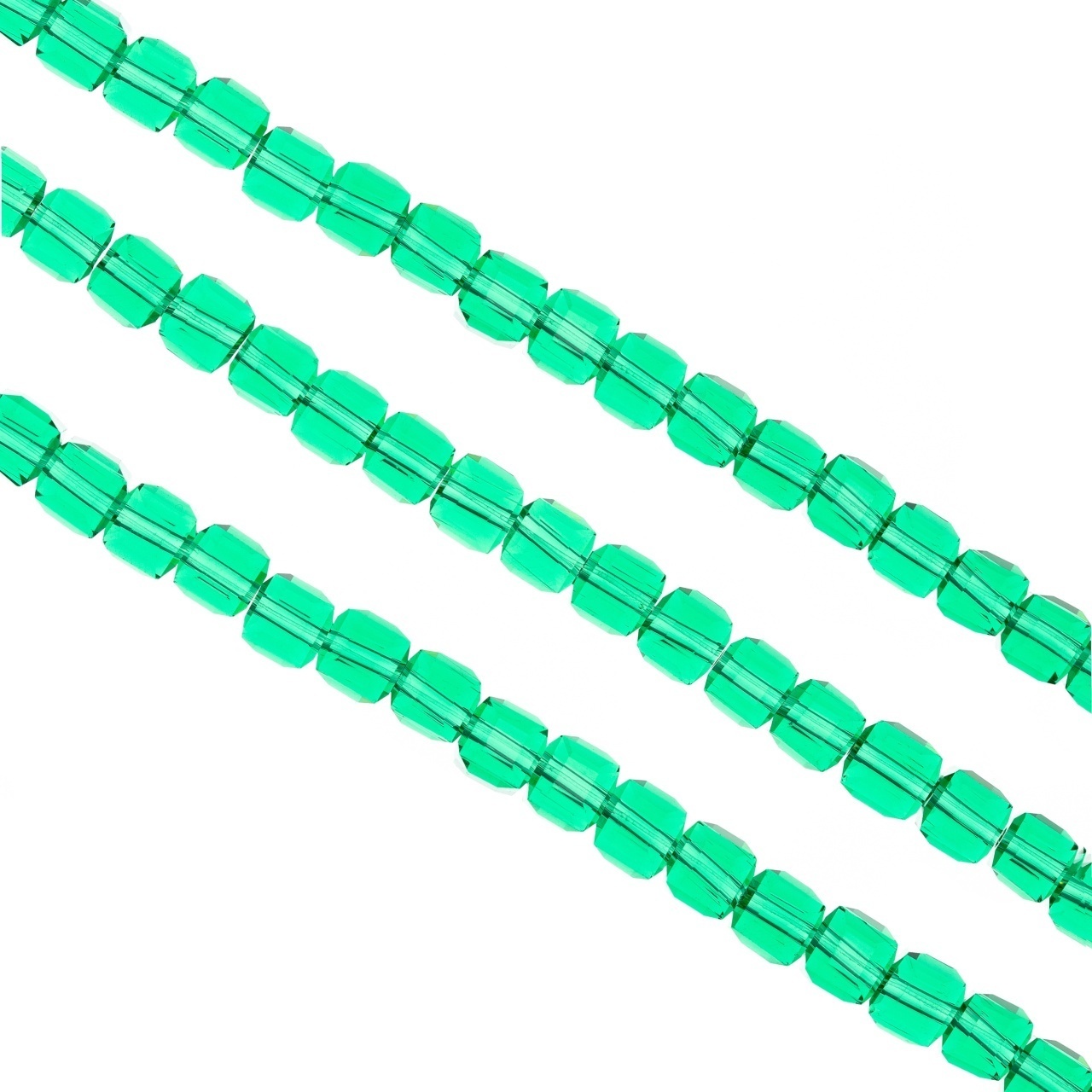 Sirag cristale cubice 6 mm - șirag aprox 100 bucăți - verde transparent