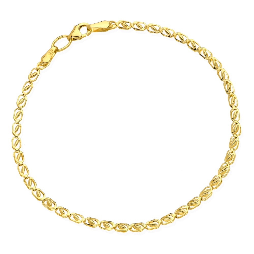 Brățară Delicate Din Aur Galben 14K Cu Zale Ovale