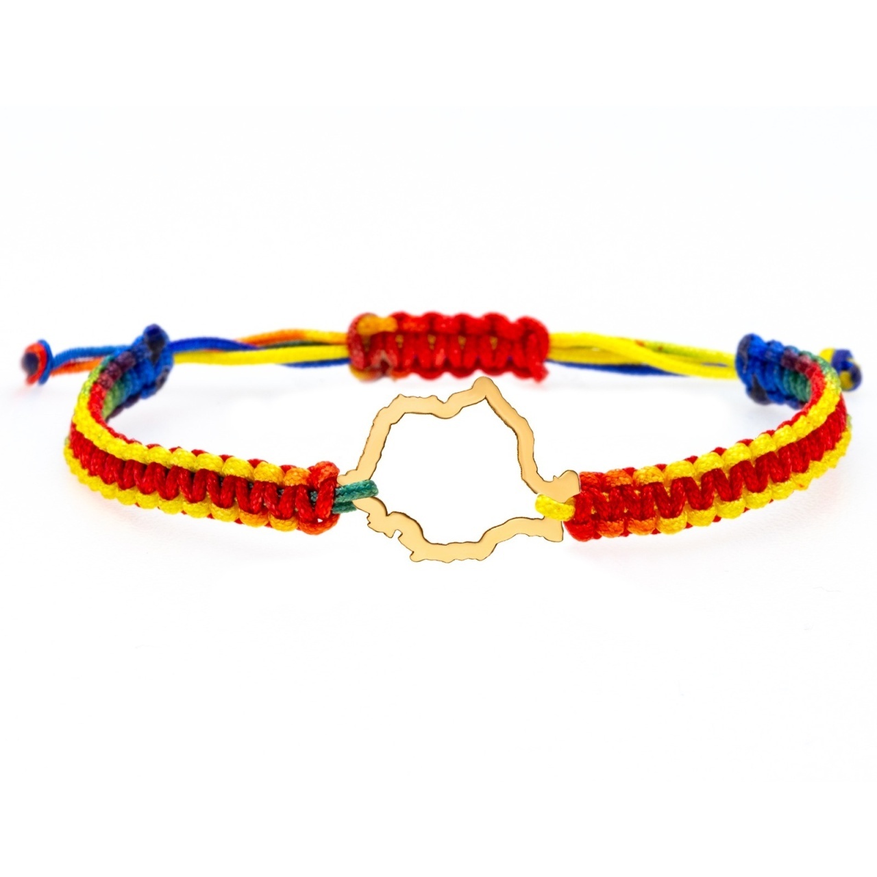 Bratara Snur Tricolor si Harta Romaniei din Aur 14K