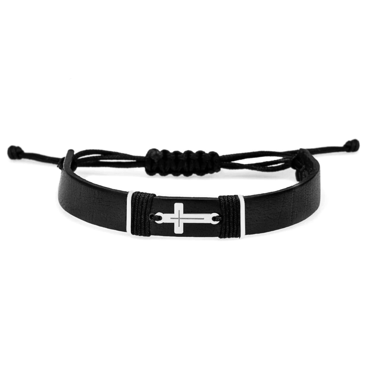 Brățară White Faith din AUR ALB 14K si Piele Naturală