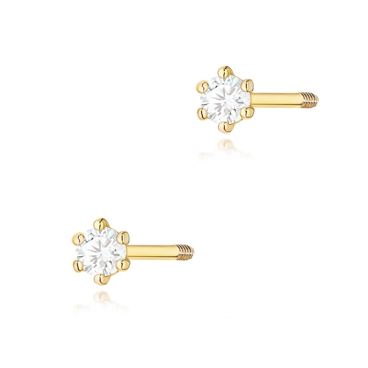 Cercei Aur 14K cu Diamant Natural 0.05 ct Filet cu Protectie