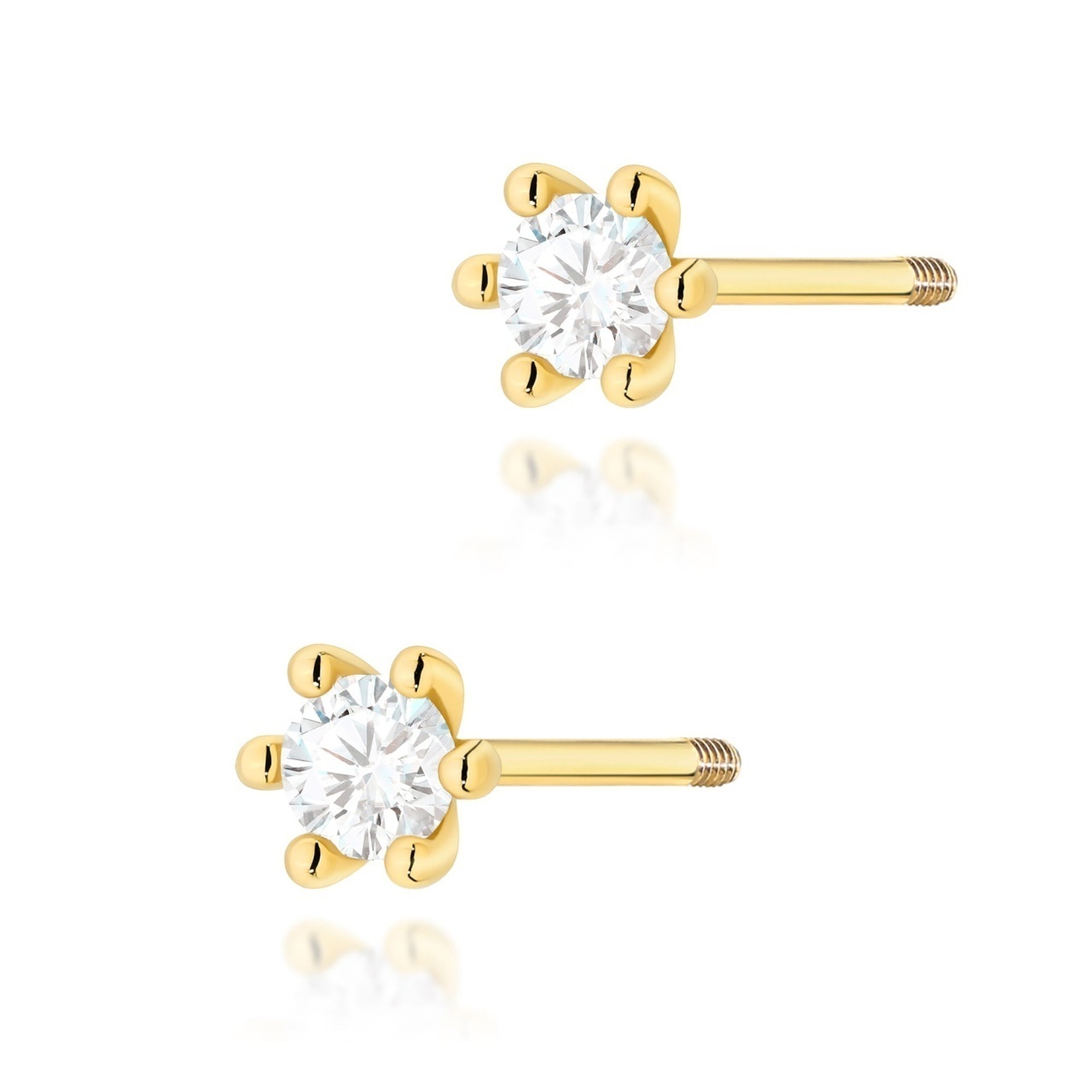 Cercei Aur 14K cu Diamant Natural 0.08 ct Filet cu Protectie