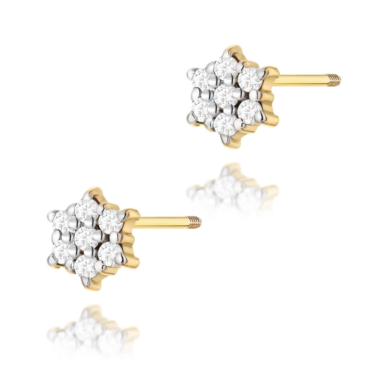 Cercei Aur 14K cu Diamante Naturale 0.12 ct Filet cu Protectie