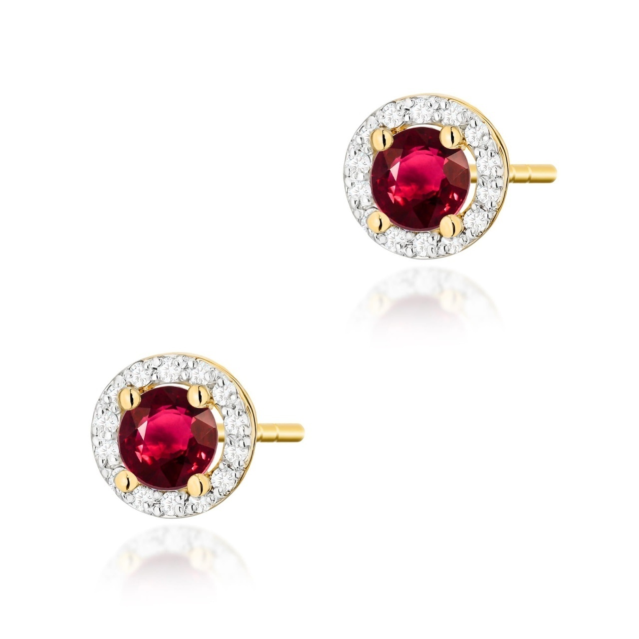 Cercei Aur 14K cu Rubin 0.60 ct si Diamante Naturale 0.24 ct