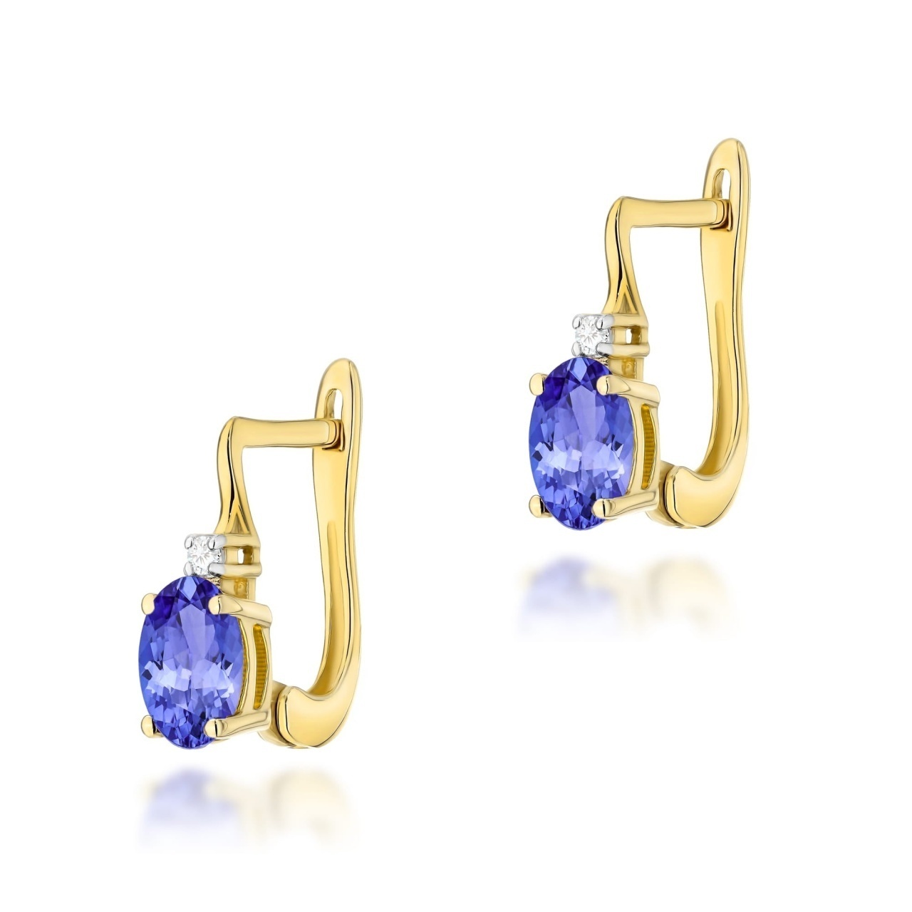 Cercei Aur 14K cu Tanzanit 0.40 ct si Diamante Naturale 0.03 ct