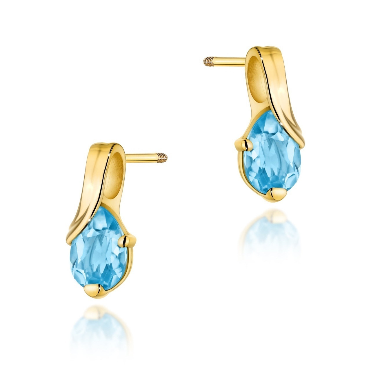 Cercei Aur 14K cu Topaz Swiss 0.90 ct Filet cu Protectie