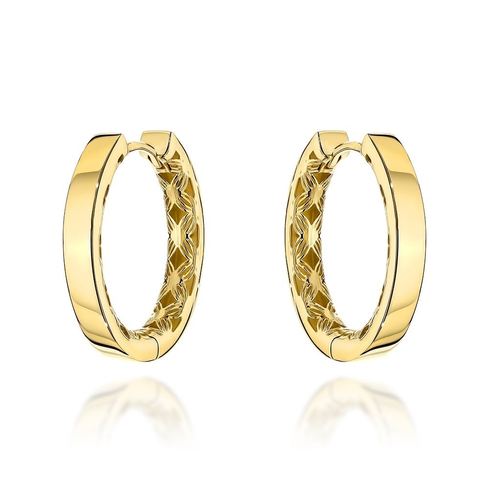 Cercei Creole Aur 14K Rotunzi cu Detalii Ajourate - Eleganță Clasic