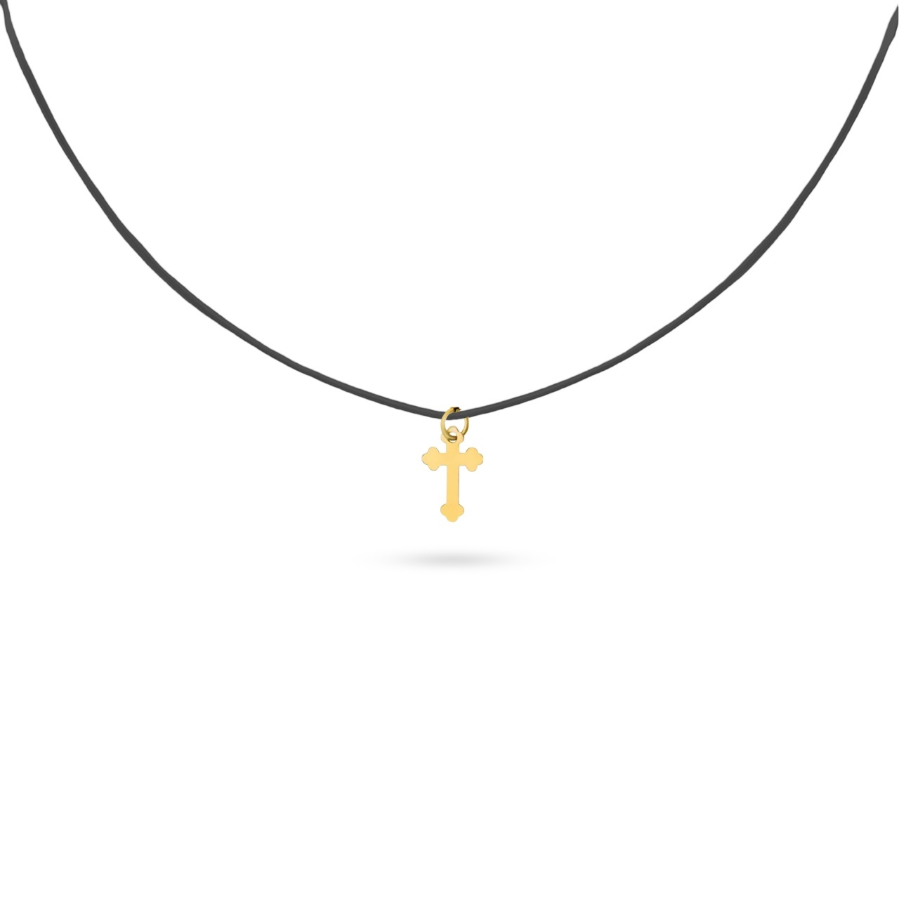 Choker cu snur reglabil și cruciuliță din Aur 14K