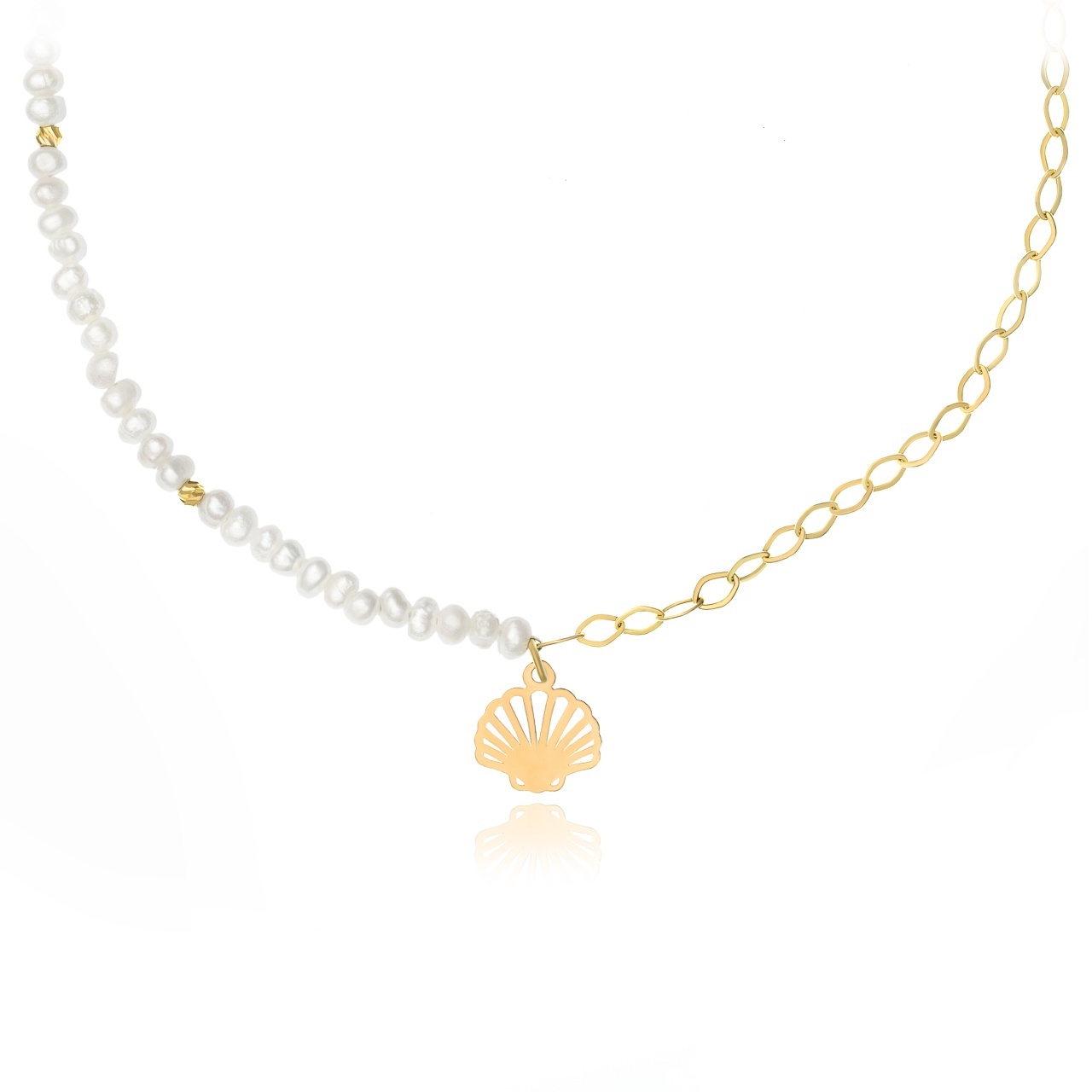 Colier Summer Pearl cu perle de cultură și scoica din aur 14K