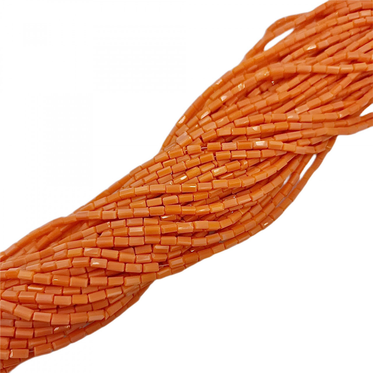 Cristale dreptunghiulare 2x4 mm - șirag aprox 100 bucăți - coral