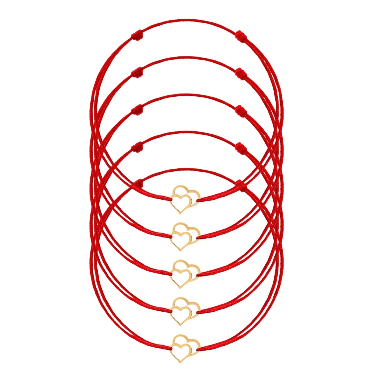 Engros Lot 5 brățări inimioare Intro Clasic Collection din Aur 14K