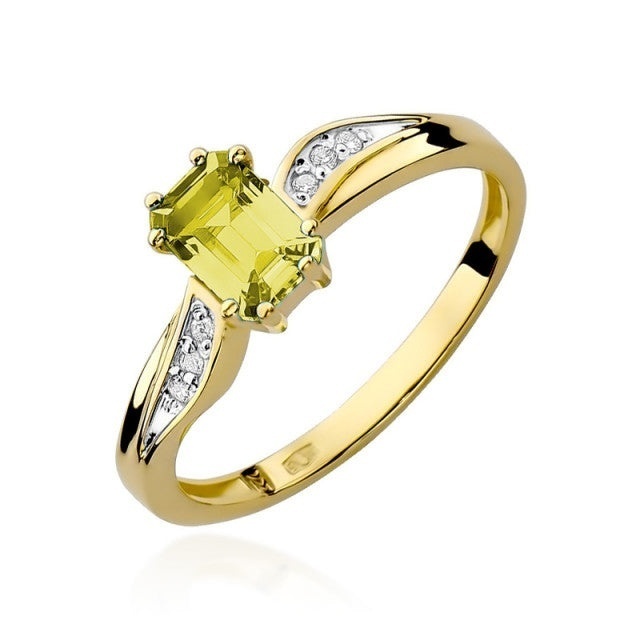 Inel Aur 14K cu Citrin 0.60 ct si Diamante Naturale 0.03 ct
