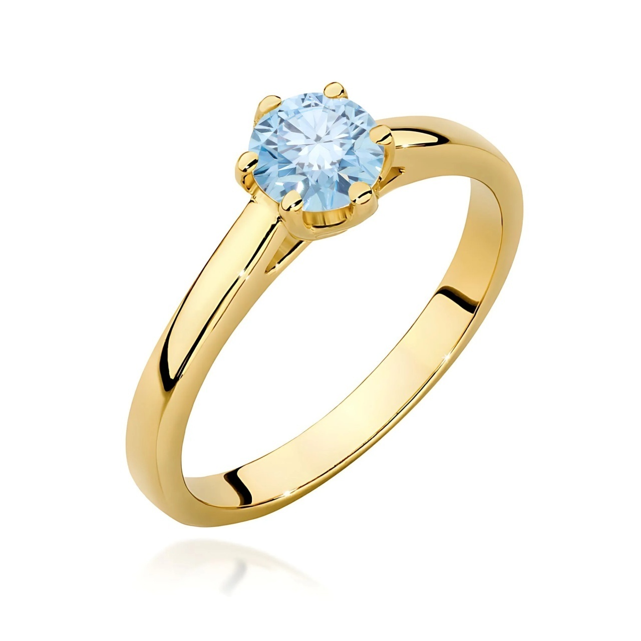 Inel Aur 14K cu Diamant Albastru de Laborator 0.50 ct