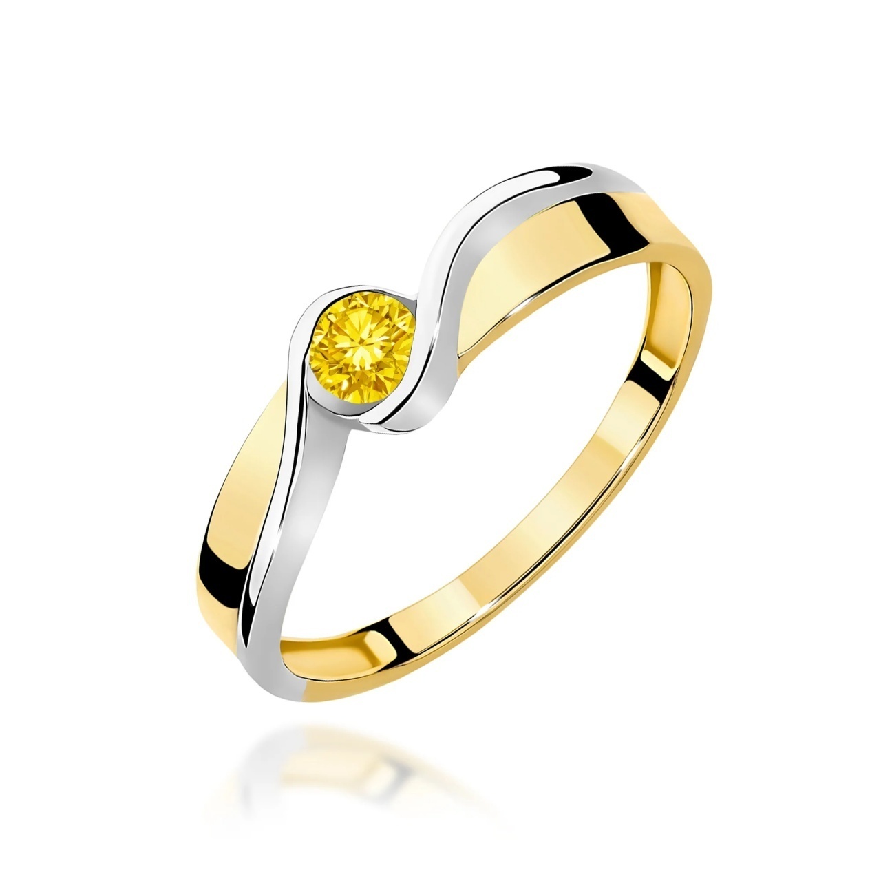 Inel Aur 14K cu Diamant Galben de Laborator 0.15 ct
