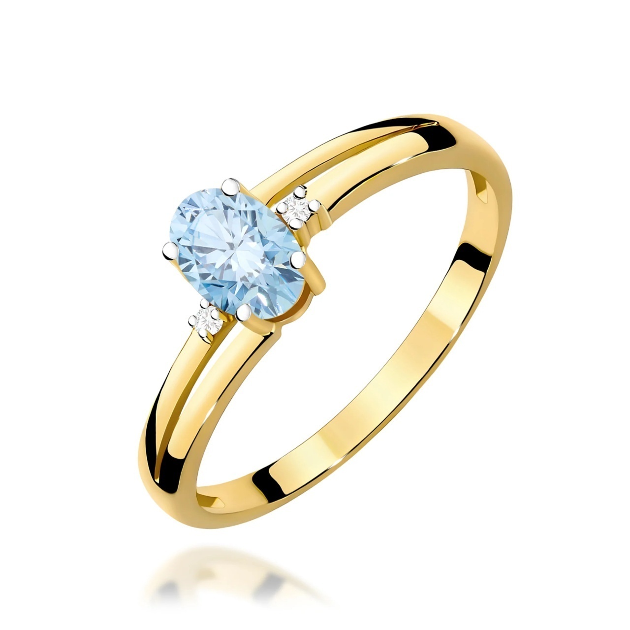 Inel Aur 14K cu Diamante Albastre de Laborator 0.53 ct