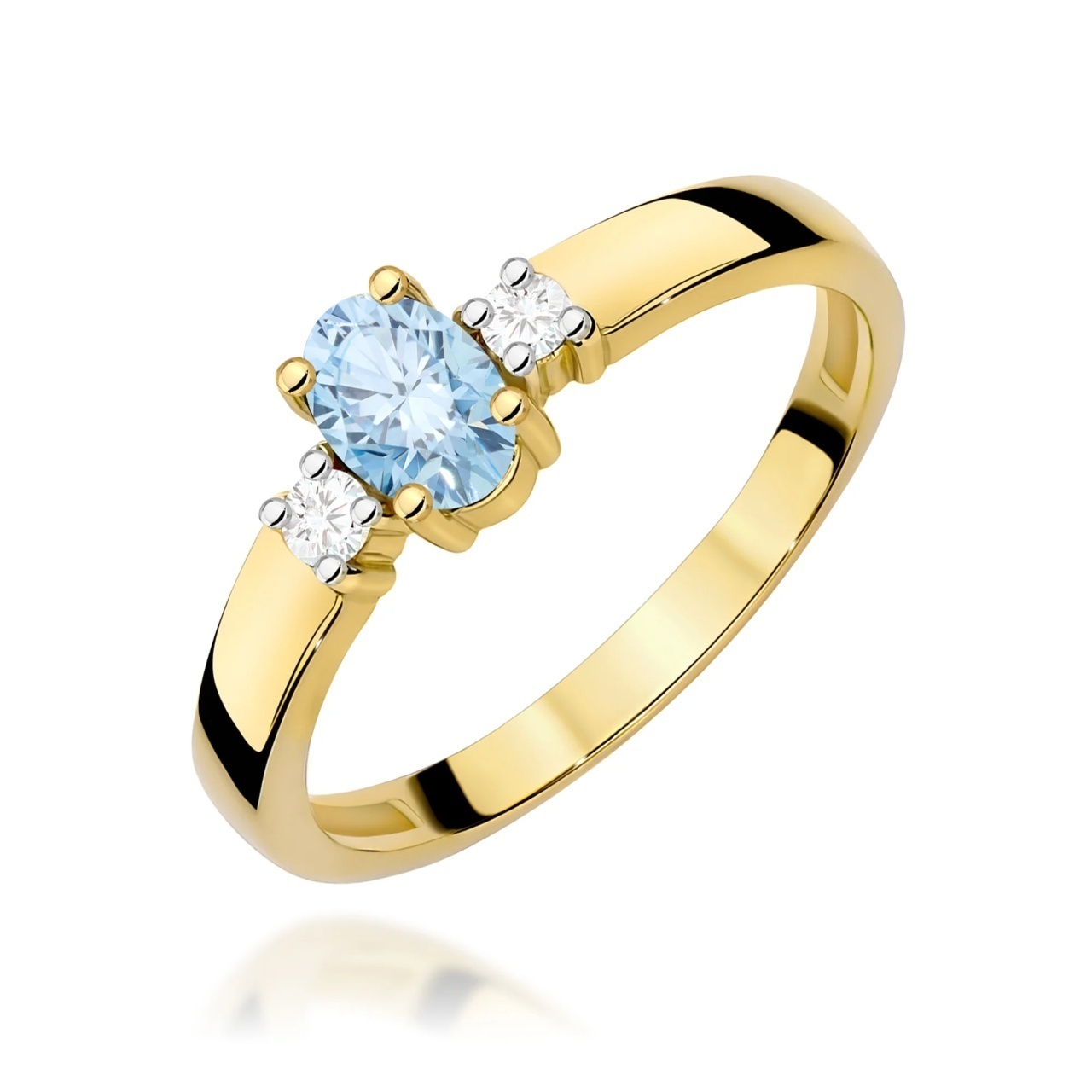 Inel Aur 14K cu Diamante Albastre de Laborator 0.58 ct