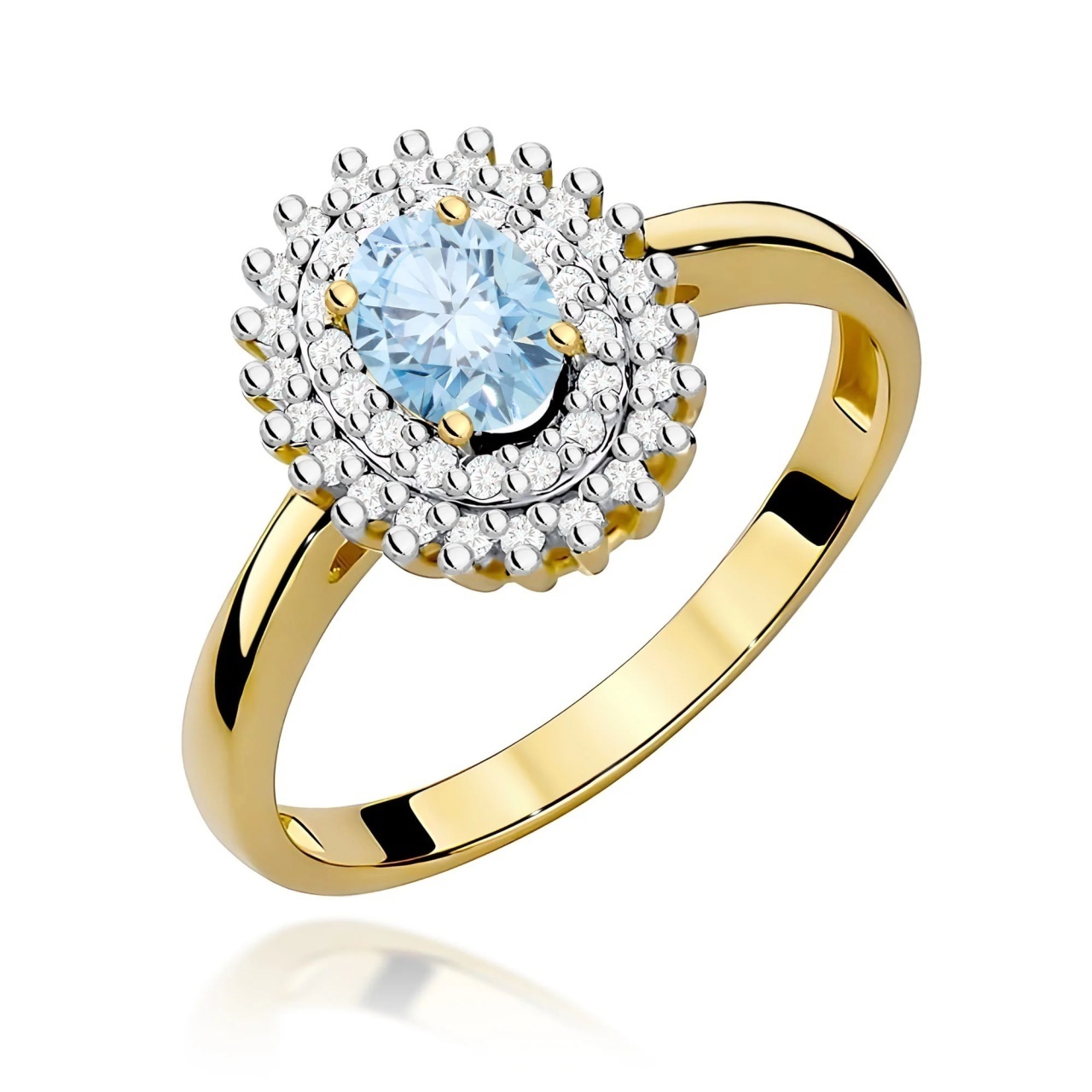 Inel Aur 14K cu Diamante Albastre de Laborator 0.70 ct