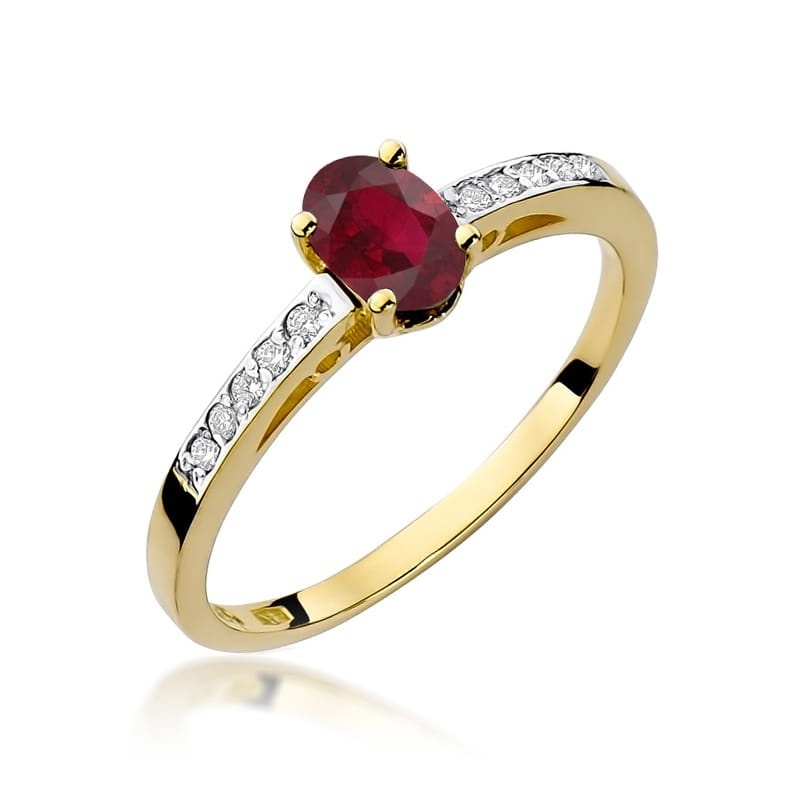 Inel Aur 14K cu Rhodolite 0.50 ct si Diamante Naturale 0.05 ct