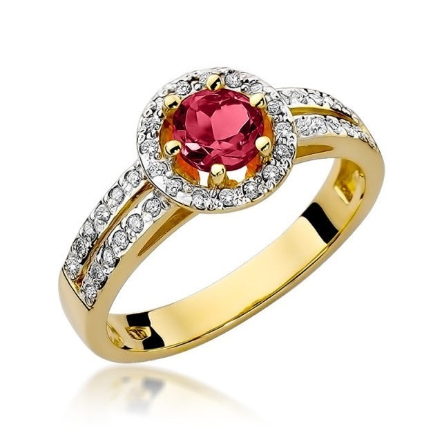 Inel Aur 14K cu Rubin 0.60 ct si Diamante Naturale 0.20 ct