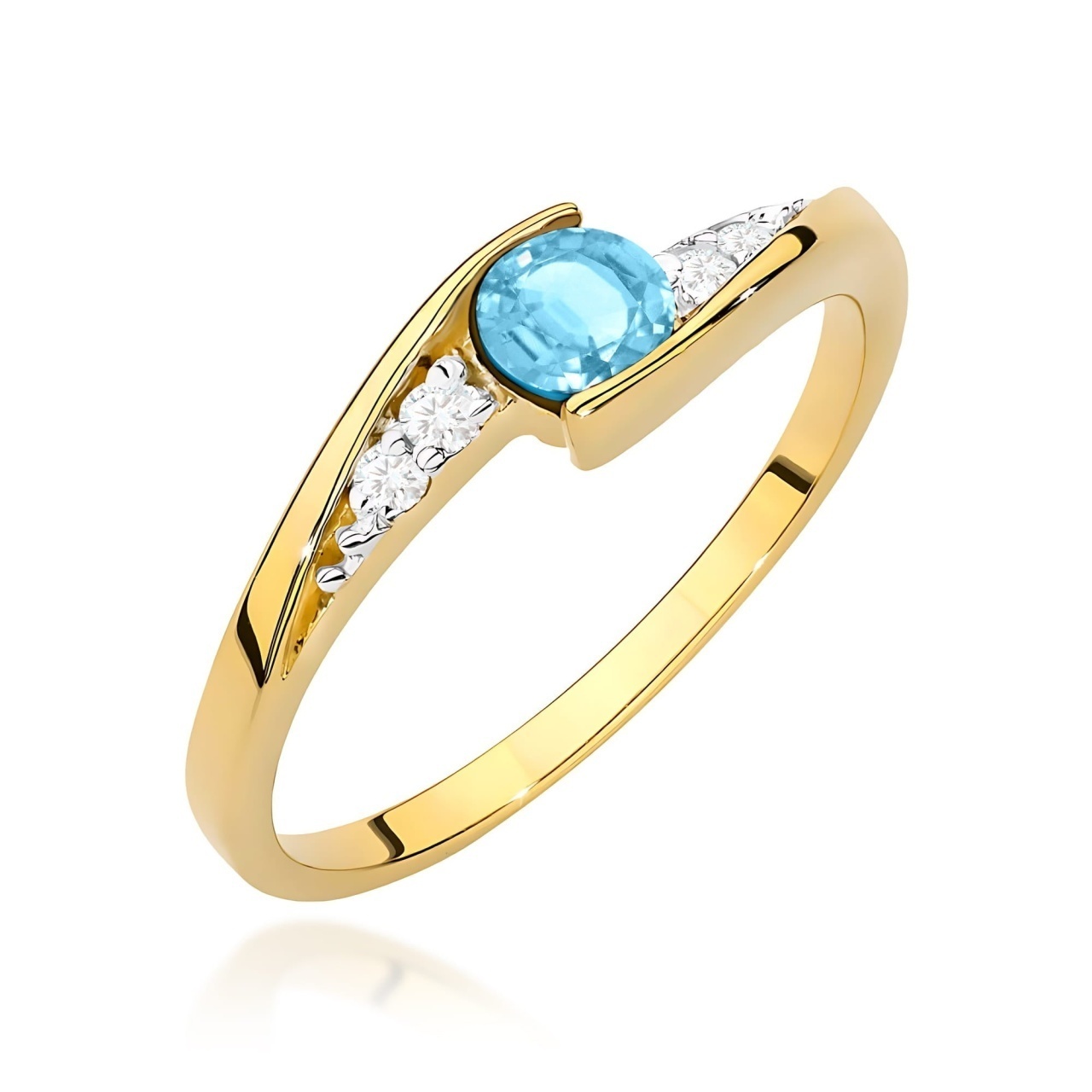 Inel Aur 14K cu Topaz Swiss 0.25 ct si Diamante Naturale 0.06 ct