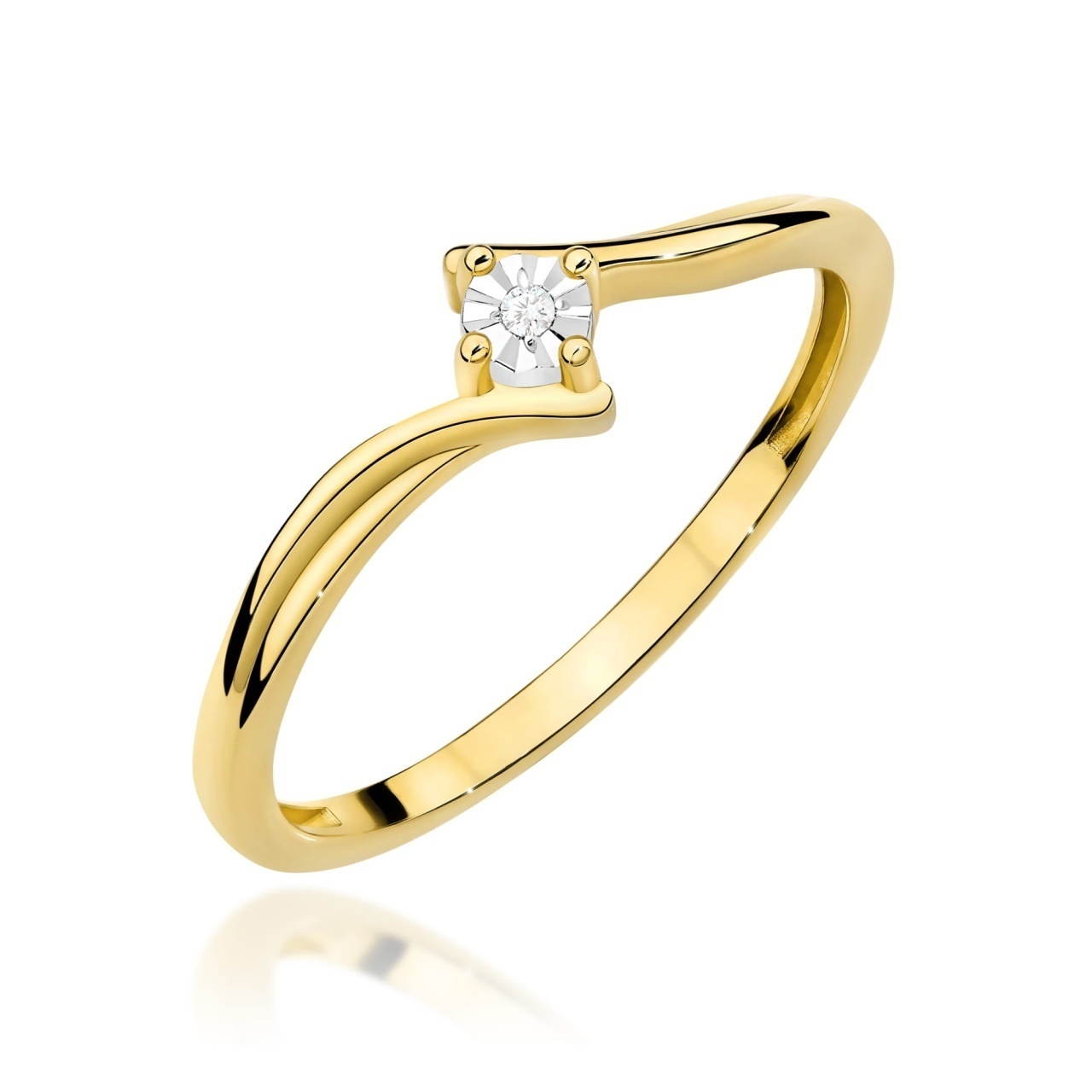 Inel Aur 9K cu Diamant Natural 0.01 ct