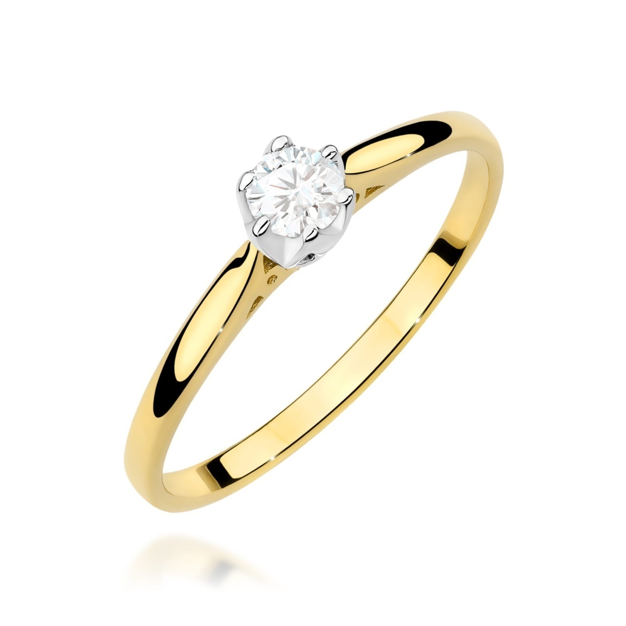 Inel Aur 9K cu Diamant Natural 0.18 ct