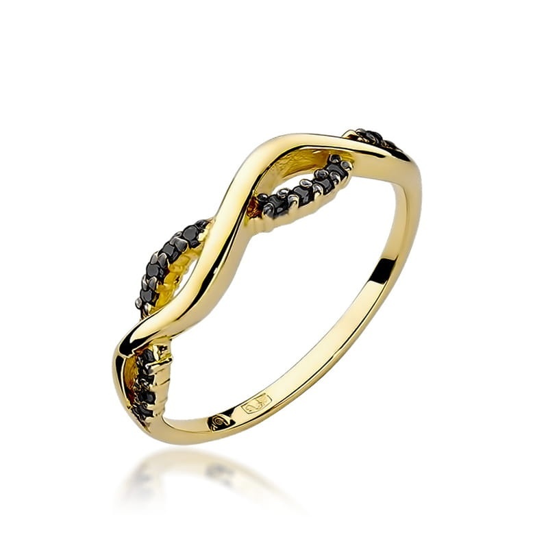 Inel Aur 9K cu Diamante Naturale Negre 0.07 ct