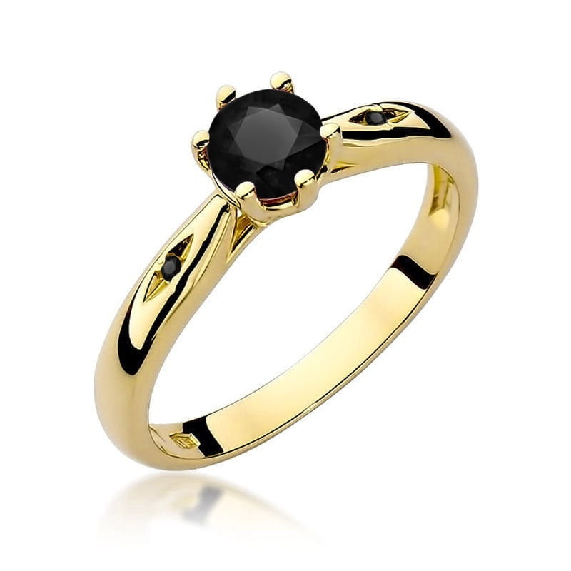 Inel Aur 9K cu Diamante Naturale Negre 0.51 ct