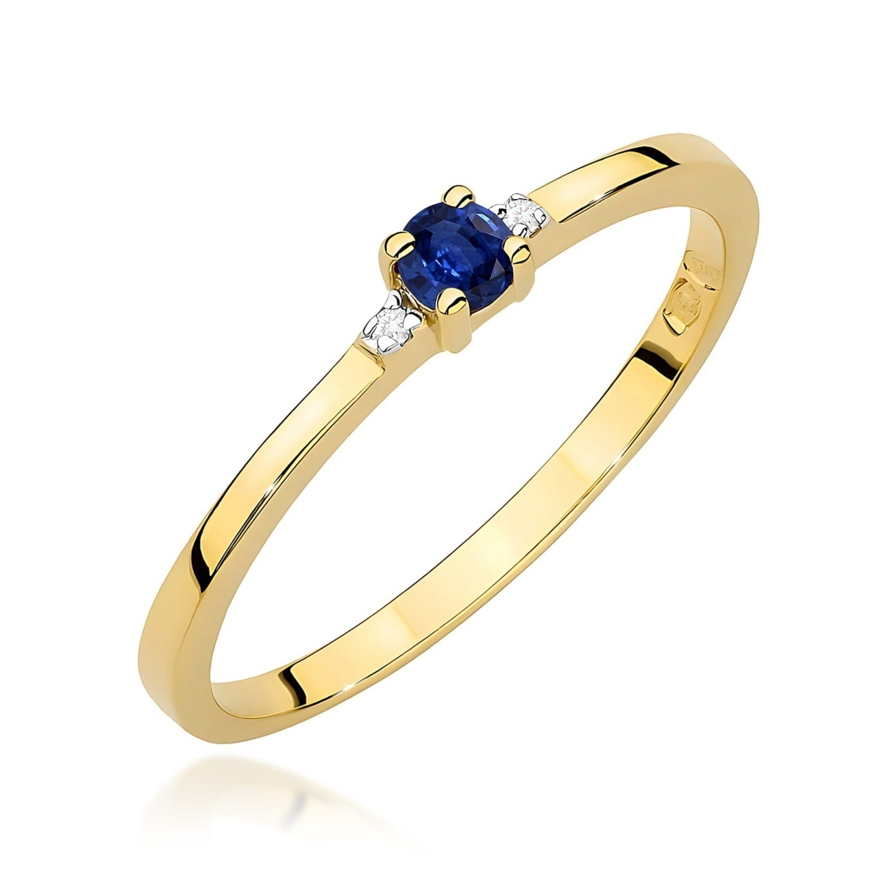 Inel Aur 9K cu Safir 0.15 ct si Diamante Naturale 0.01 ct