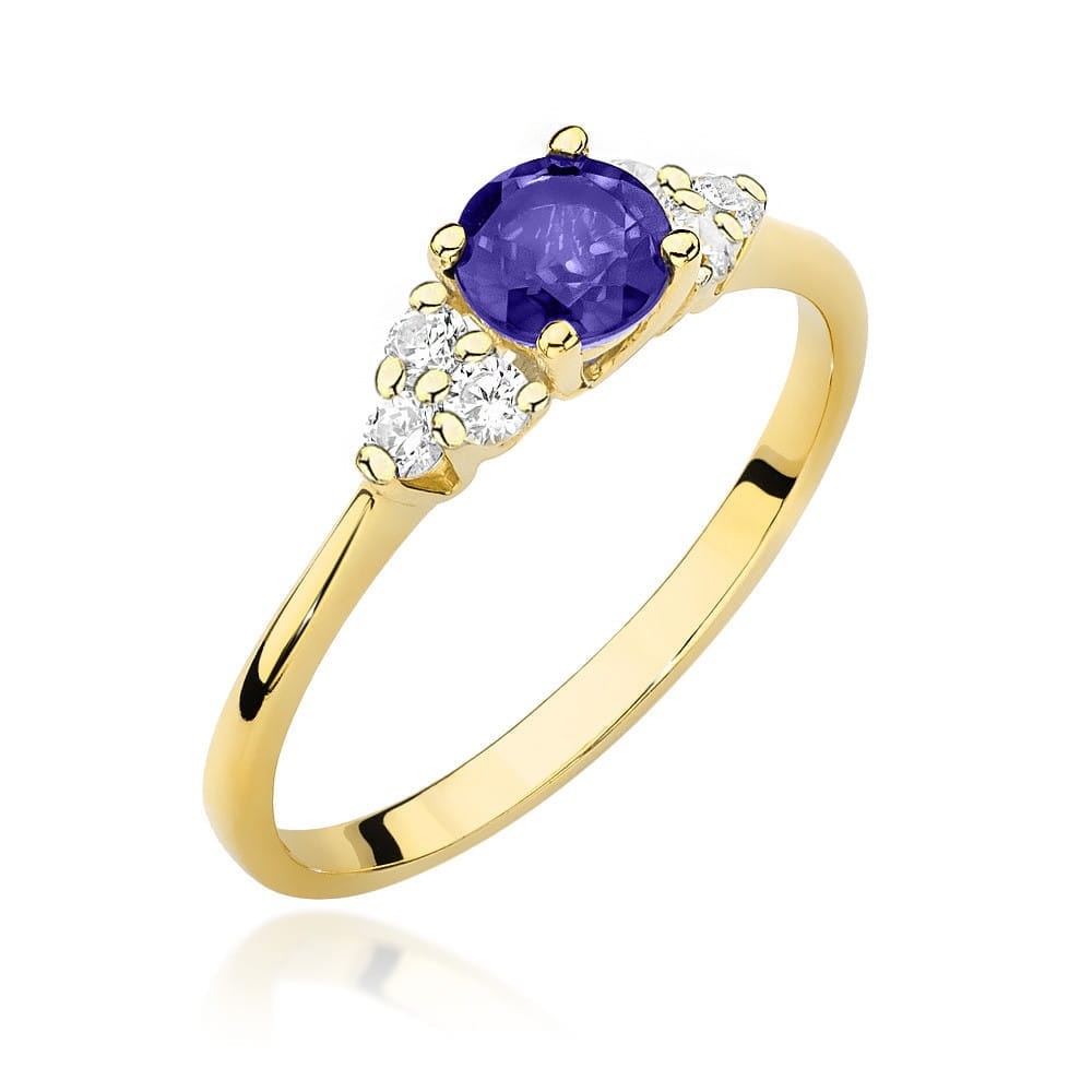 Inel Aur 9K cu Tanzanit 0.50 ct si Diamante Naturale 0.18 ct