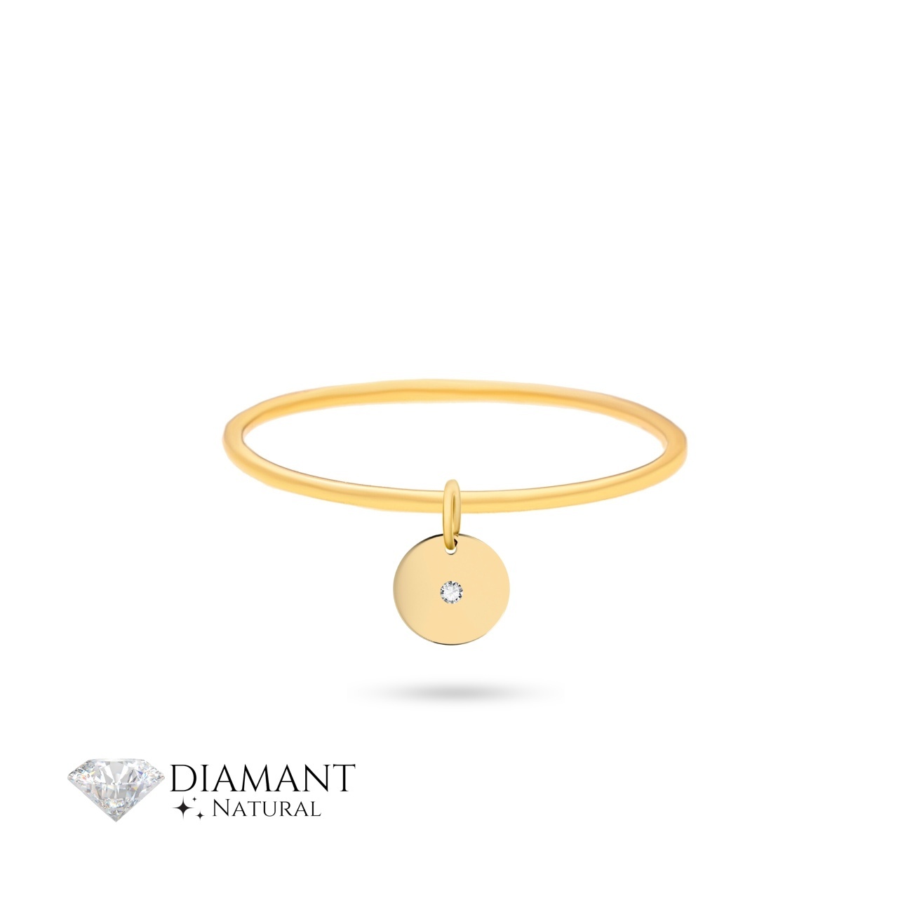 Inel Diamond Coin din Aur 14K cu Diamant Natural