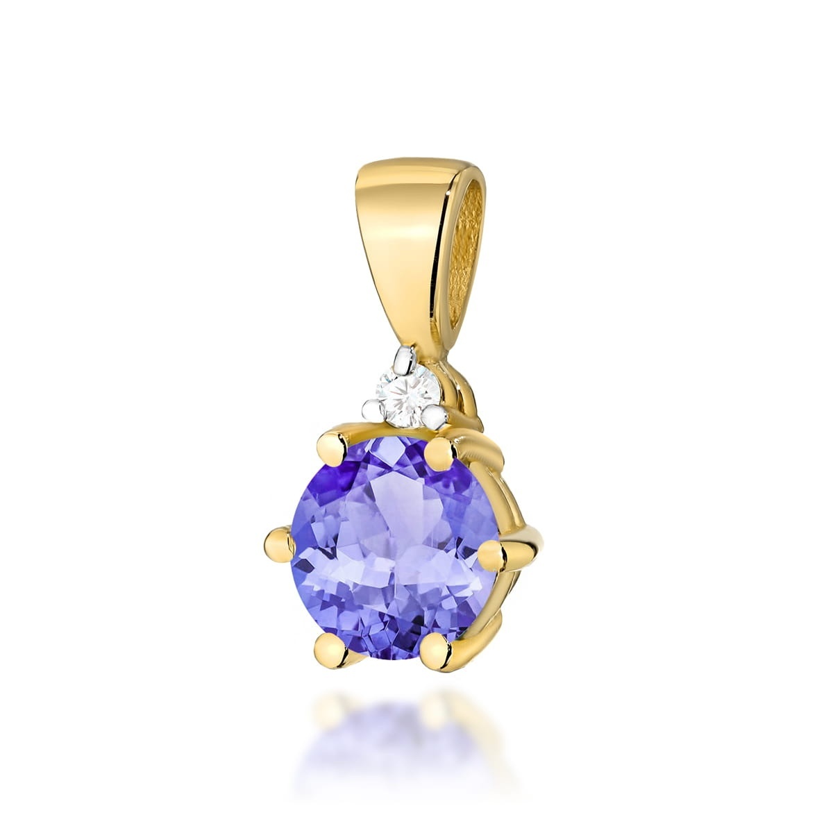 Pandantiv Aur 14K cu Tanzanit 0.50 ct si Diamant Natural 0.01 ct