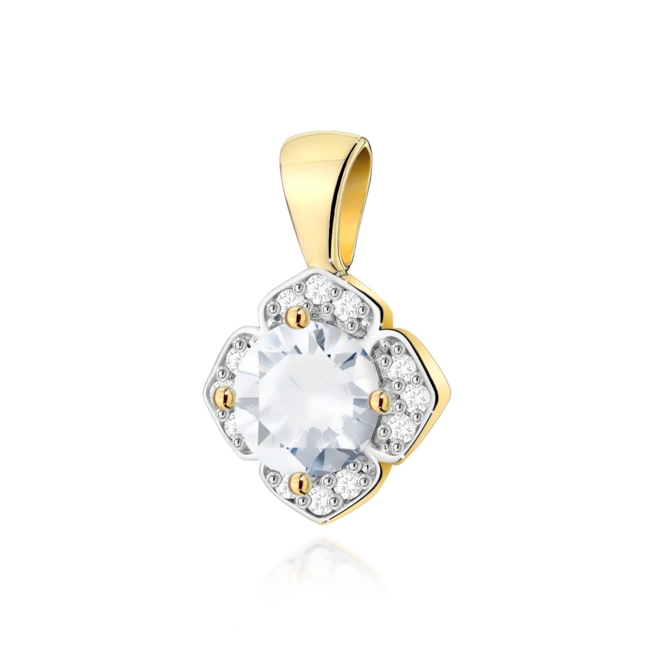 Pandantiv Aur 14K cu White Sapphire 0.60 ct si Diamante Naturale 0.06 ct