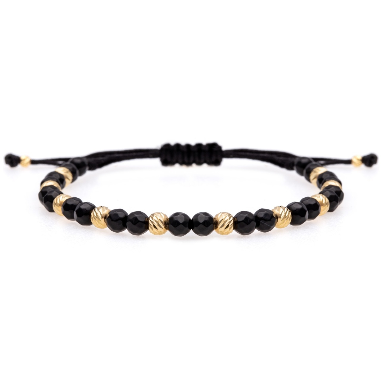Bratara Black Mirage cu Onix si bile din aur 14K