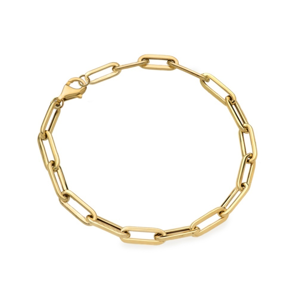 Brățară Elegantă Din Aur 14K Cu Linkuri Ovale Alungite, 18-21 Cm