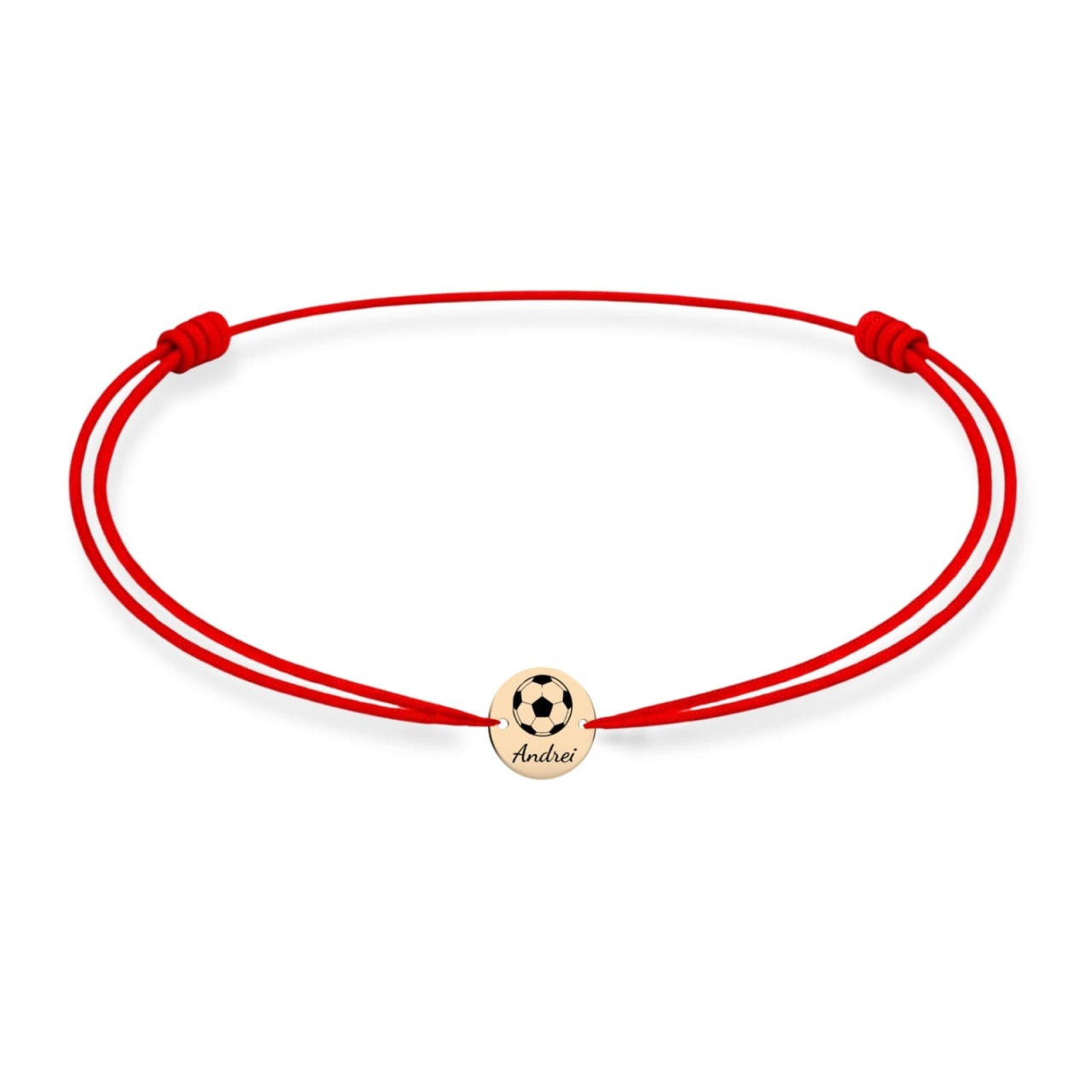 Brățară pentru Copii cu Minge de Fotbal și Bănuț 7mm din Aur 14K cu Șnur Reglabil
