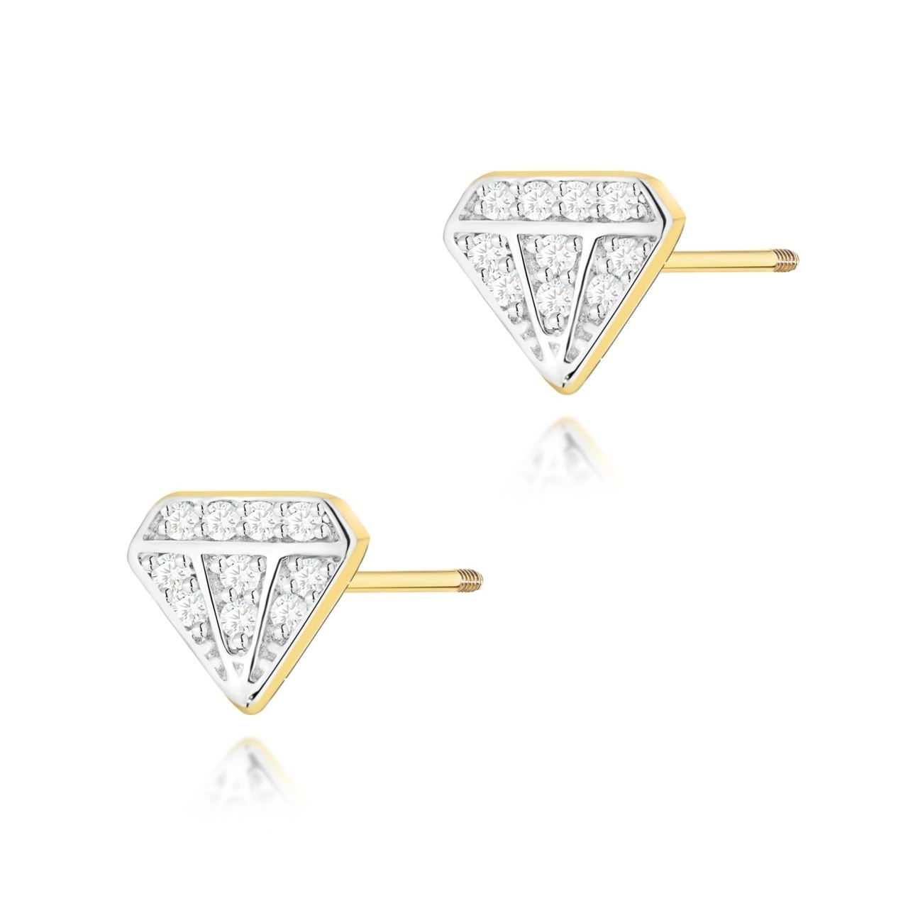 Cercei Aur 14K cu Diamante Naturale 0.10 ct Filet cu Protectie