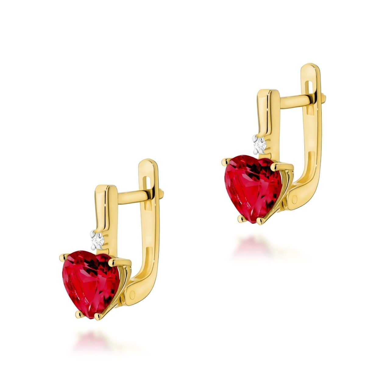 Cercei Aur 14K cu Rubin 1.70 ct si Diamante Naturale 0.03 ct