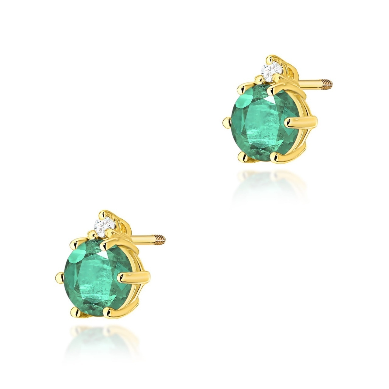Cercei Aur 14K cu Smarald 0.50 ct si Diamante Naturale 0.03 ct Filet cu Protectie