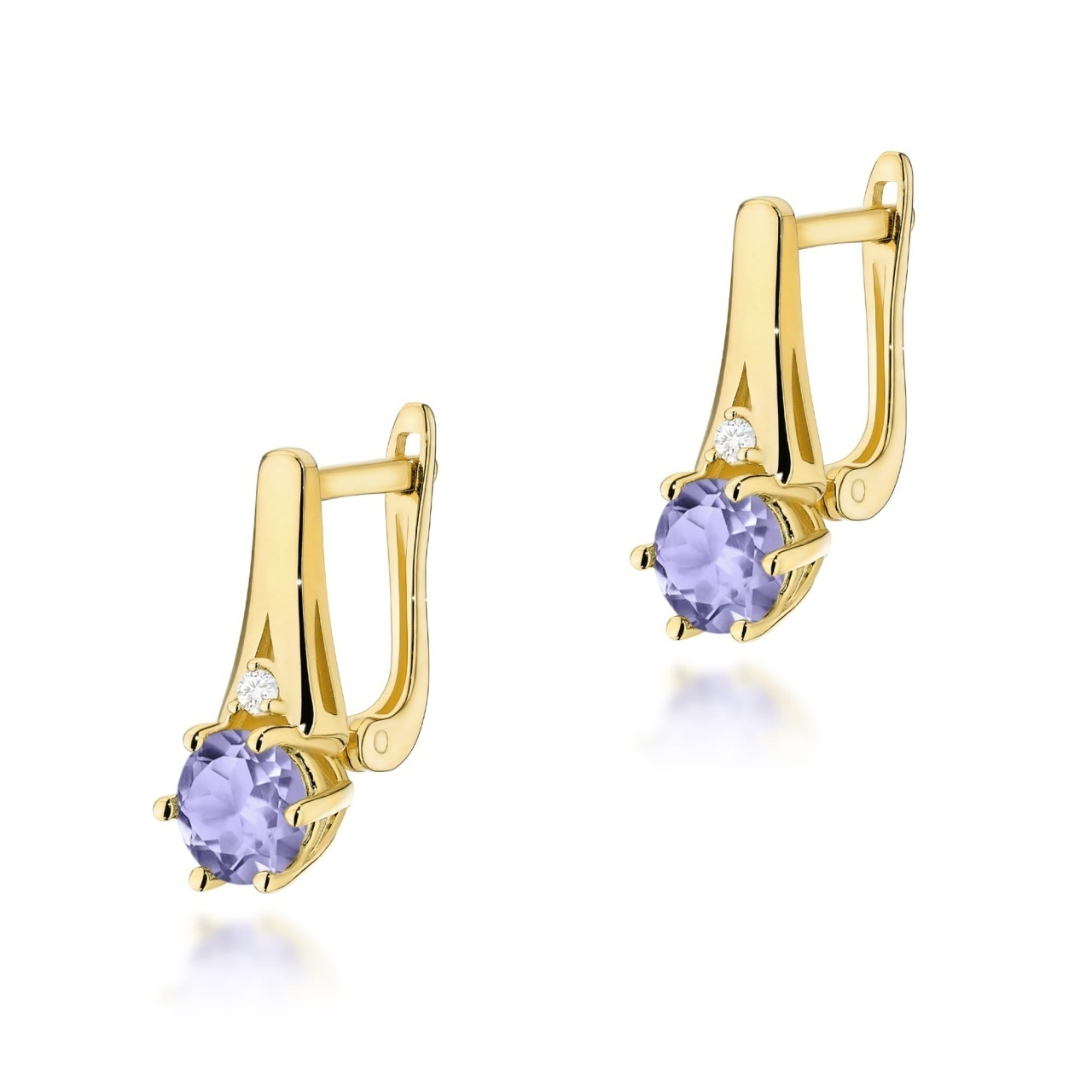 Cercei Aur 14K cu Tanzanit 0.50 ct si Diamante Naturale 0.03 ct