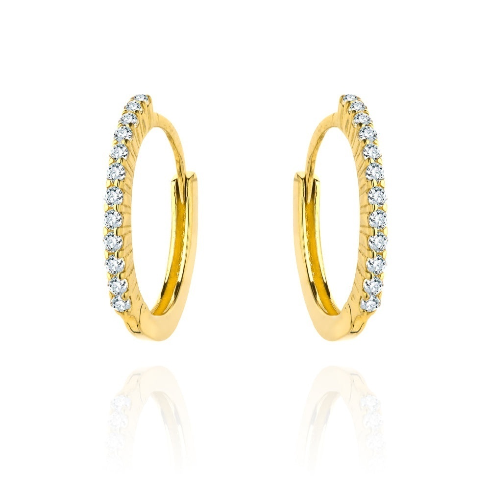 Cercei Creole Aur 14k cu Zirconii Albe